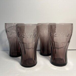 Coca Cola McDonalds Promotional Glasses Plum Purple set of 4